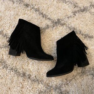 Arturo Chiang Suede Fringe Booties